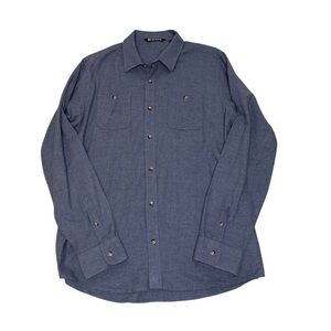 Travis Mathew Button Up Shirt Mens XL Blue/Gray Cotton Long Sleeve Chest Pockets